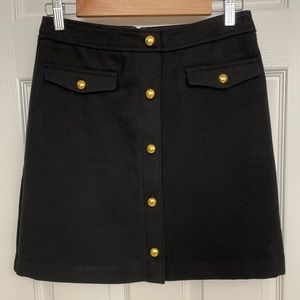 Loft Skirt Black Gold Buttons Wool Classic Siza 2
